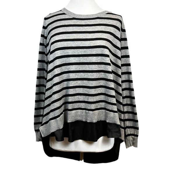 TORRID Women's Plus Size Tie Back Flyaway Mixed Media Layered Sweater Jumper - Picture 2 of 7